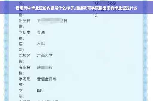 普通高中毕业证的内容是什么样子,继续教育学院读出来的毕业证是什么