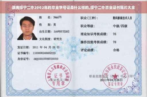 湖南绥宁二中2002年的毕业学号证是什么样的,绥宁二中毕业证书图片大全