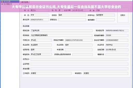 大专学历证就是毕业证书么吗,大专生最后一年去当兵算不算大学毕业去的
