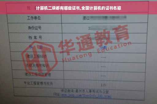 计算机二级都有哪些证书,全国计算机的证书名称