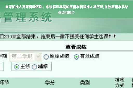 自考和成人高考有啥区别，东软信息学院的应用本科是成人学历吗,东软应用本科毕业证书图片