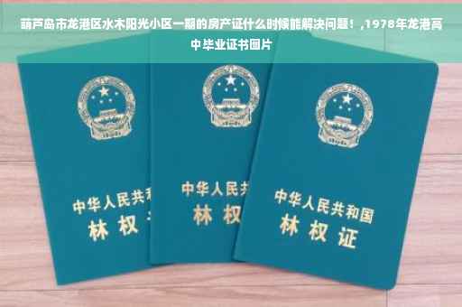 葫芦岛市龙港区水木阳光小区一期的房产证什么时候能解决问题！,1978年龙港高中毕业证书图片