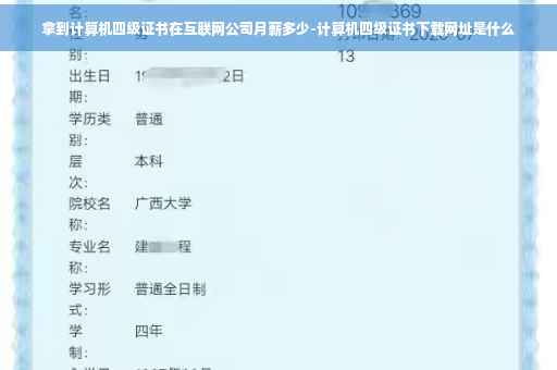 拿到计算机四级证书在互联网公司月薪多少-计算机四级证书下载网址是什么