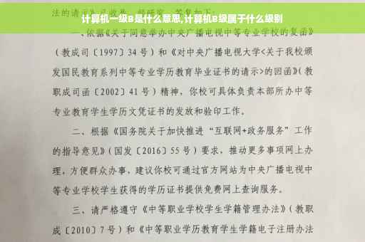 计算机一级B是什么意思,计算机B级属于什么级别