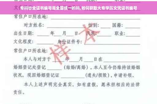 专科毕业证书编号是全国统一的吗,如何获取大专学历文凭证书编号