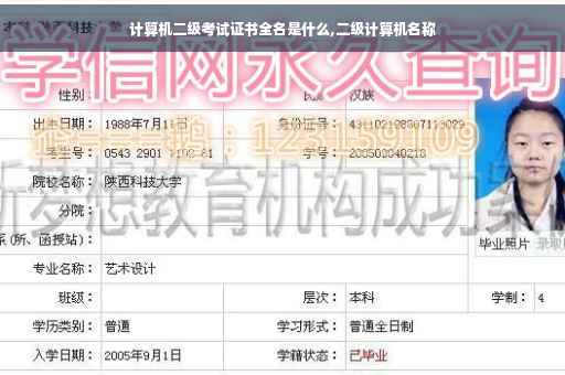 计算机二级考试证书全名是什么,二级计算机名称