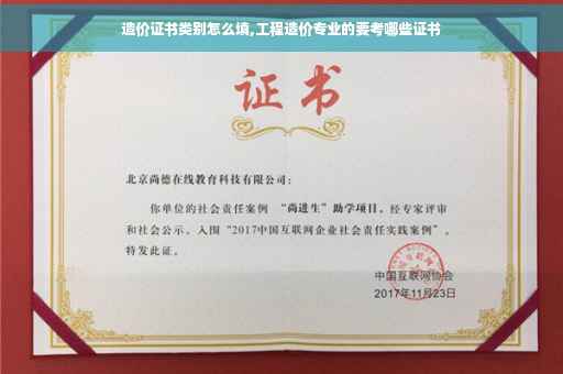 造价证书类别怎么填,工程造价专业的要考哪些证书