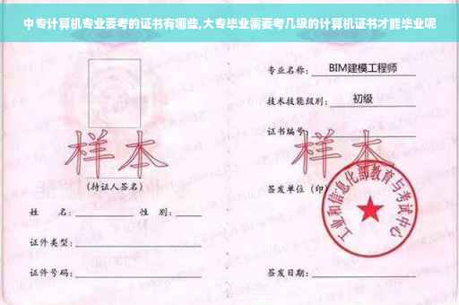 中专计算机专业要考的证书有哪些,大专毕业需要考几级的计算机证书才能毕业呢