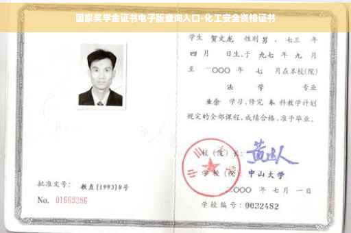 国家奖学金证书电子版查询入口-化工安全资格证书
