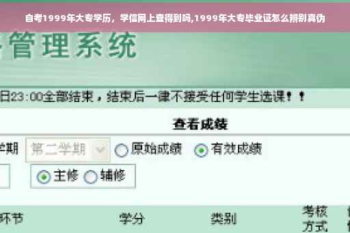 自考1999年大专学历，学信网上查得到吗,1999年大专毕业证怎么辨别真伪