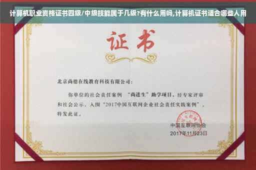 计算机职业资格证书四级/中级技能属于几级?有什么用吗,计算机证书适合哪些人用