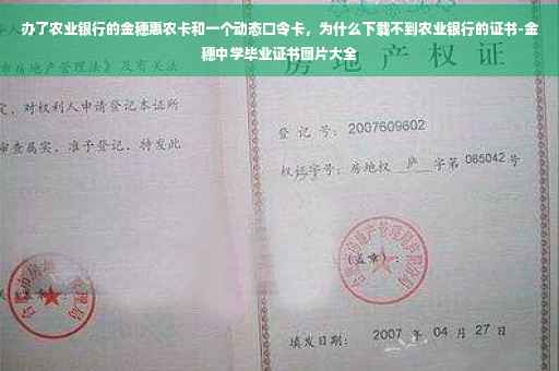 办了农业银行的金穗惠农卡和一个动态口令卡，为什么下载不到农业银行的证书-金穗中学毕业证书图片大全