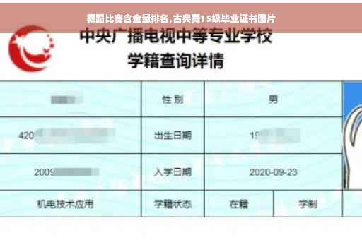 舞蹈比赛含金量排名,古典舞15级毕业证书图片