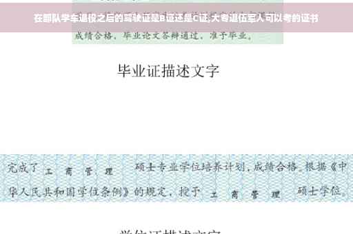 在部队学车退役之后的驾驶证是B证还是C证,大专退伍军人可以考的证书