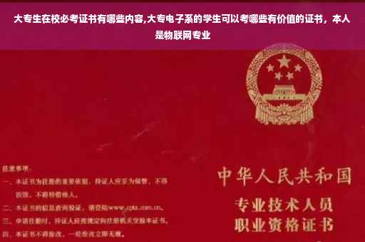 大专生在校必考证书有哪些内容,大专电子系的学生可以考哪些有价值的证书，本人是物联网专业