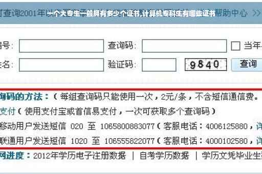 一个大专生一般拥有多少个证书,计算机专科生有哪些证书