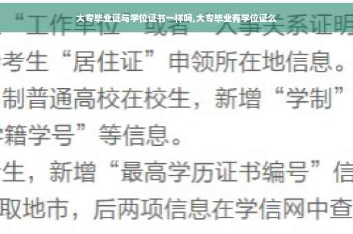 大专毕业证与学位证书一样吗,大专毕业有学位证么