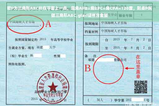 若P为三角形ABC所在平面上一点，且角APB=角BPC=角CPA=120度，则点P叫做三角形ABC,glad证书含金量