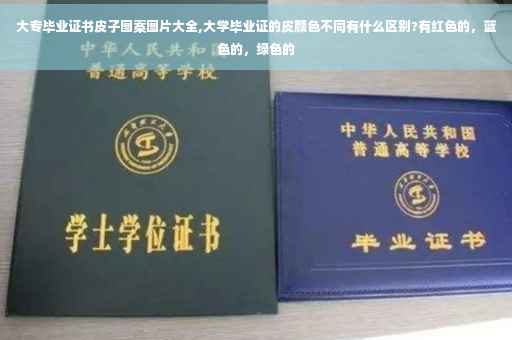 大专毕业证书皮子图案图片大全,大学毕业证的皮颜色不同有什么区别?有红色的，蓝色的，绿色的