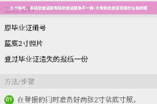 九十年代，本科毕业证和专科毕业证颜色不一样-大专的毕业证书是什么色的啊