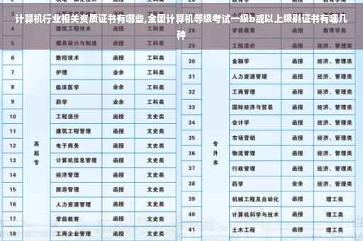 计算机行业相关资质证书有哪些,全国计算机等级考试一级b或以上级别证书有哪几种