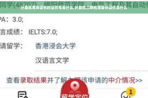 计算机等级证书的证件号是什么,计算机二级有效身份证件是什么