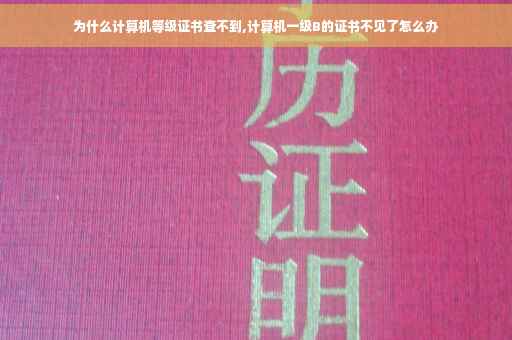 为什么计算机等级证书查不到,计算机一级B的证书不见了怎么办