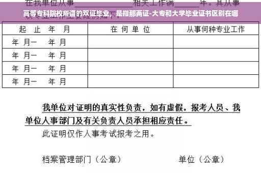 高等专科院校所谓的双证毕业，是指那两证-大专和大学毕业证书区别在哪