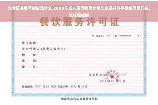 大专证书编号指的是什么,2000年成人高等教育大专毕业证书的学校编码是几位，怎样组成的