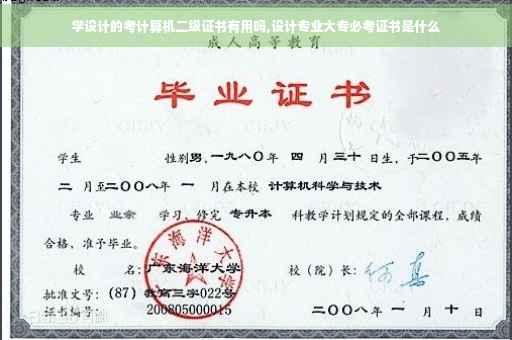 学设计的考计算机二级证书有用吗,设计专业大专必考证书是什么