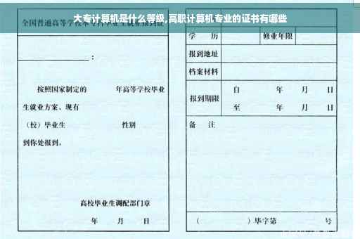 大专计算机是什么等级,高职计算机专业的证书有哪些