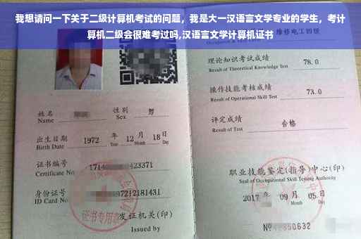 我想请问一下关于二级计算机考试的问题，我是大一汉语言文学专业的学生，考计算机二级会很难考过吗,汉语言文学计算机证书