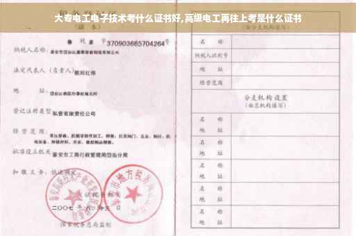 大专电工电子技术考什么证书好,高级电工再往上考是什么证书