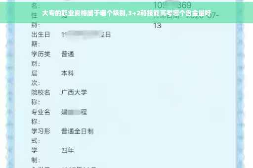 大专的职业资格属于哪个级别,3+2和技能高考哪个含金量好