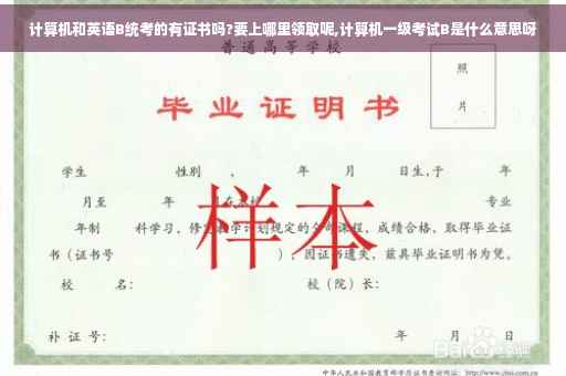 计算机和英语B统考的有证书吗?要上哪里领取呢,计算机一级考试B是什么意思呀