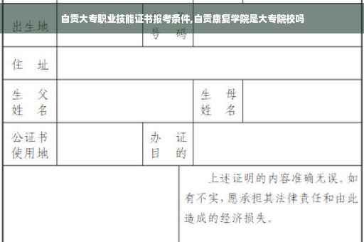 自贡大专职业技能证书报考条件,自贡康复学院是大专院校吗