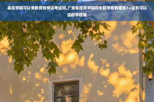 嘉应学院可以免教师资格证考试吗,广东省技师学院和中职学校有哪些3+证书可以读的学校呢