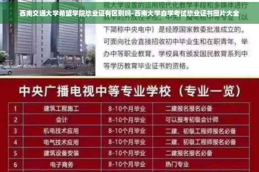 西南交通大学希望学院毕业证有区别吗-西南大学自学考试毕业证书图片大全