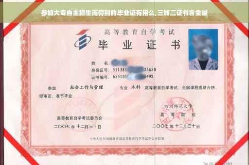 参加大专自主招生而得到的毕业证有用么,三加二证书含金量