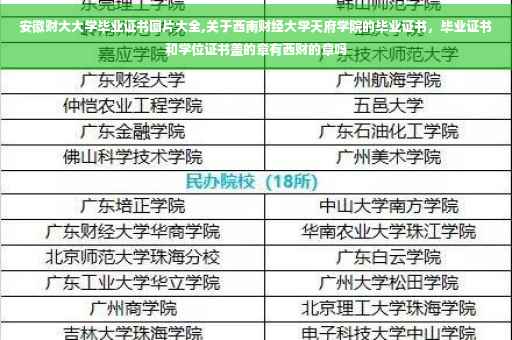 安徽财大大学毕业证书图片大全,关于西南财经大学天府学院的毕业证书，毕业证书和学位证书盖的章有西财的章吗