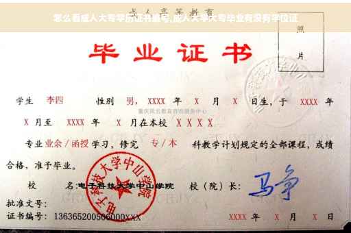 怎么看成人大专学历证书编号,成人大学大专毕业有没有学位证