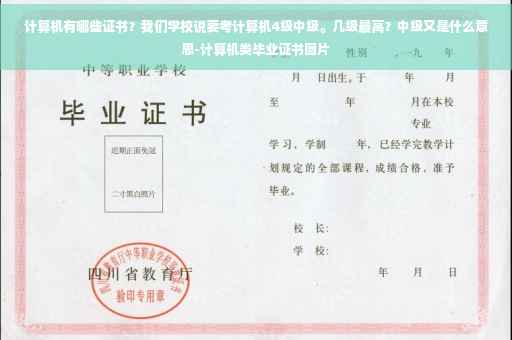 计算机有哪些证书？我们学校说要考计算机4级中级。几级最高？中级又是什么意思-计算机类毕业证书图片