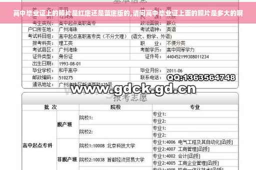高中毕业证上的照片是红底还是蓝底版的,请问高中毕业证上面的照片是多大的啊