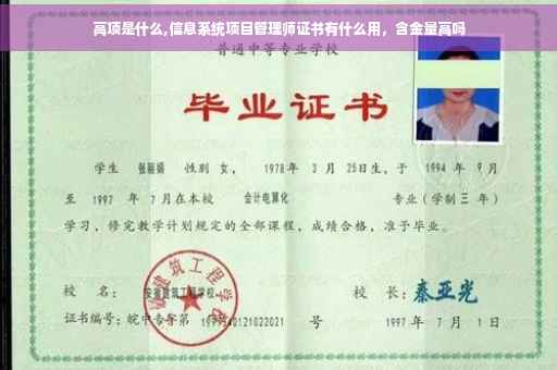 高项是什么,信息系统项目管理师证书有什么用，含金量高吗