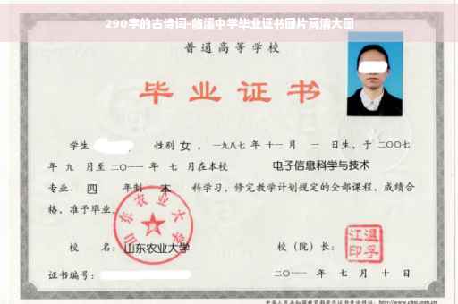 290字的古诗词-临溪中学毕业证书图片高清大图