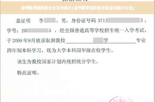 滨州医学院影像毕业证书图片(滨州医学院影像毕业证书图片大全)