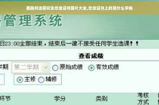 美院书法研究生毕业证书图片大全,毕业证书上的是什么字体