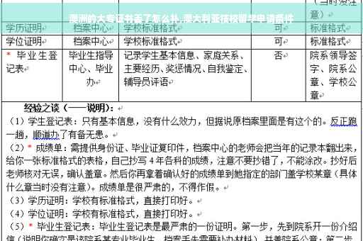 澳洲的大专证书丢了怎么补,澳大利亚技校留学申请条件