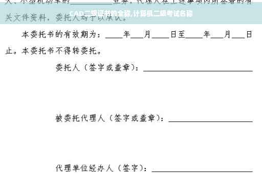 CAD二级证书的全称,计算机二级考试名称