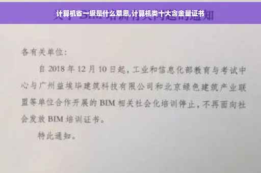 计算机省一级是什么意思,计算机类十大含金量证书